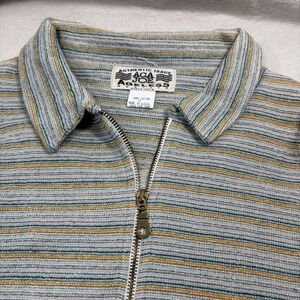 Aca Joe Ageless Retro 70s Vibe Striped 1/4 Zip Long Sleeve Cotton Shirt Mens M